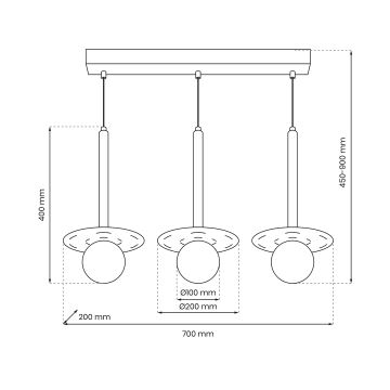 Suspension filaire FUTURA 3xG9/7W/230V noir