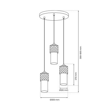 Suspension filaire GLAM 3xE27/60W/230V