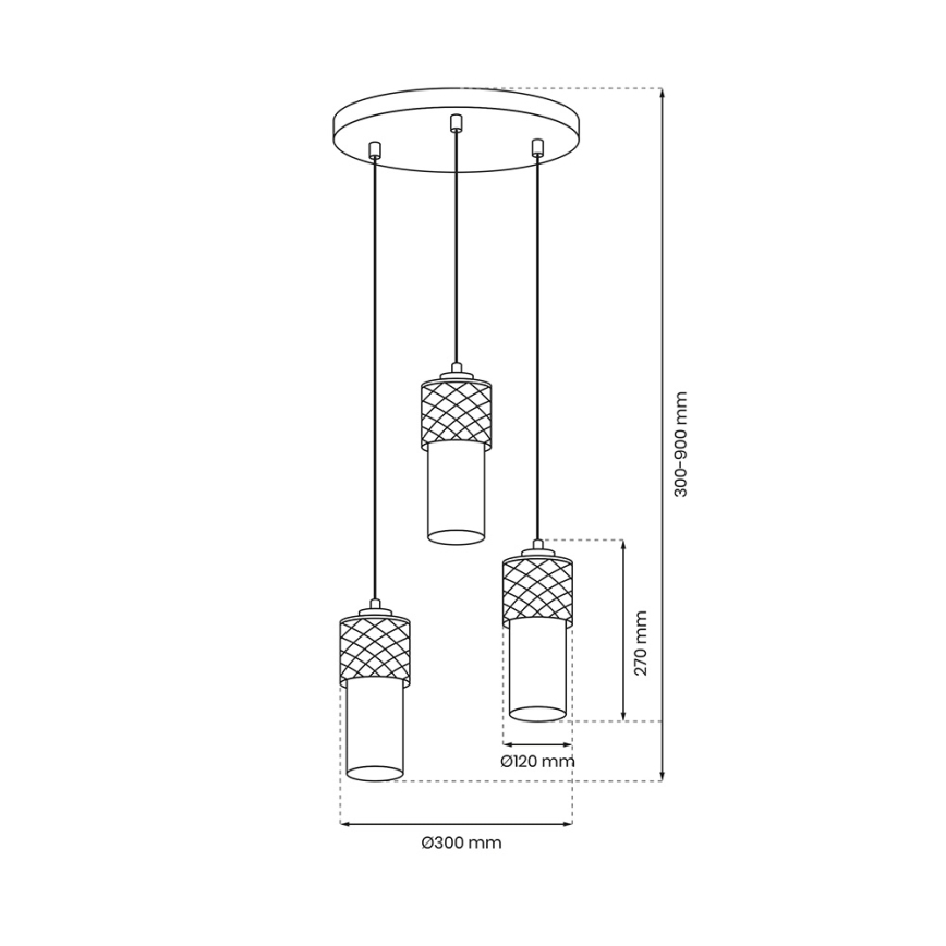 Suspension filaire GLAM 3xE27/60W/230V