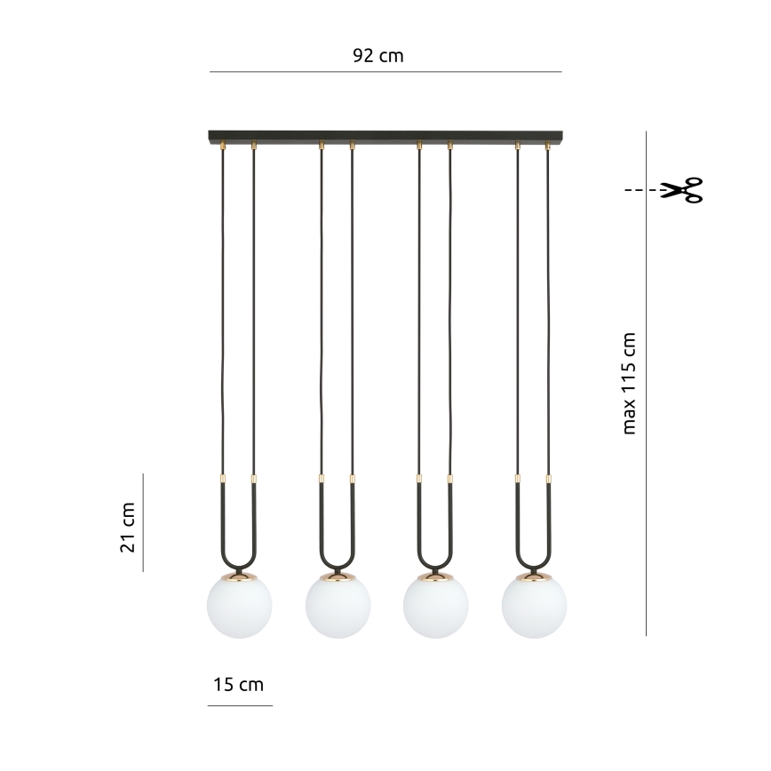 Suspension filaire GLAM 4xE14/10W/230V noir