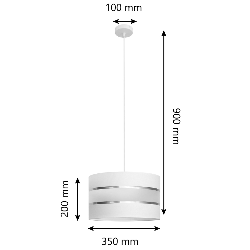 Suspension filaire HELEN 1xE27/60W/230V diam. 35 cm blanc