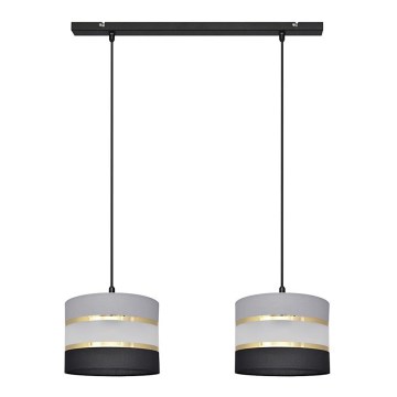 Suspension filaire HELEN 2xE27/60W/230V noir/gris/doré