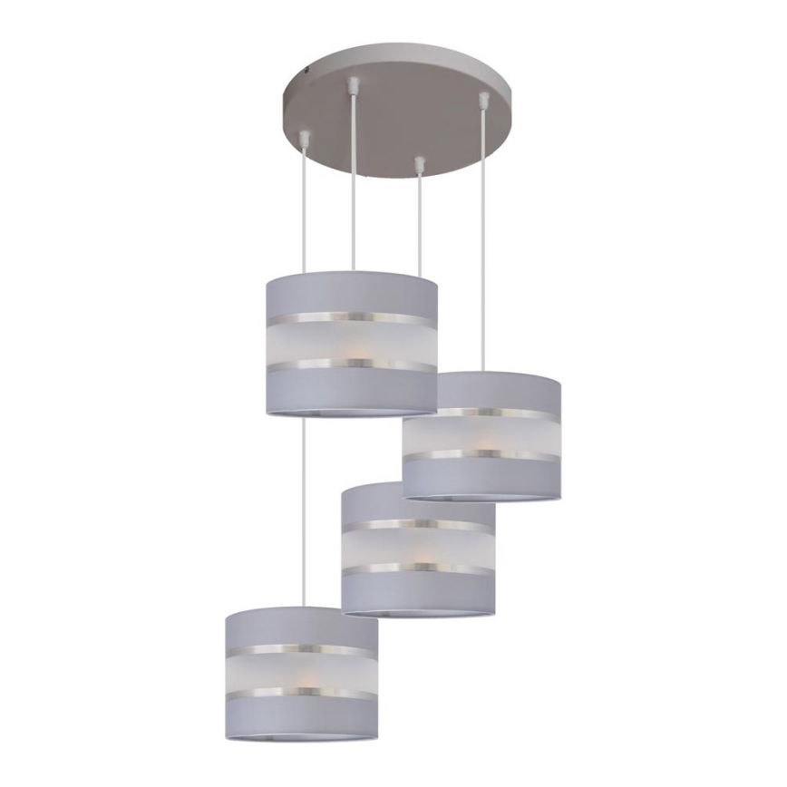 Suspension filaire HELEN 4xE27/60W/230V gris/argent