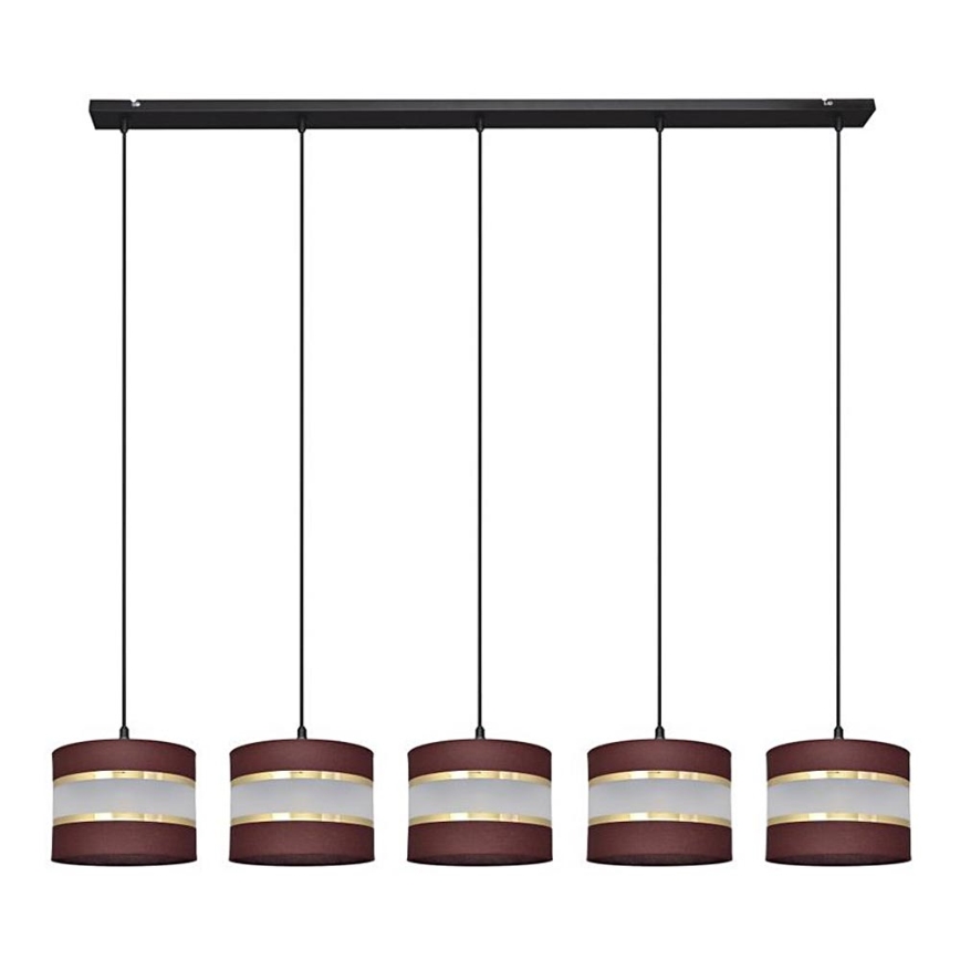 Suspension filaire HELEN 5xE27/60W/230V marron/noir/doré