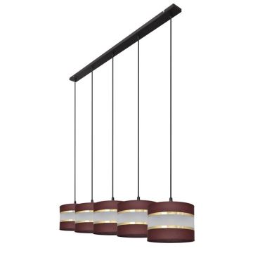 Suspension filaire HELEN 5xE27/60W/230V marron/noir/doré