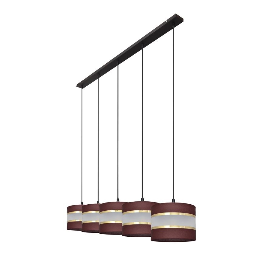 Suspension filaire HELEN 5xE27/60W/230V marron/noir/doré