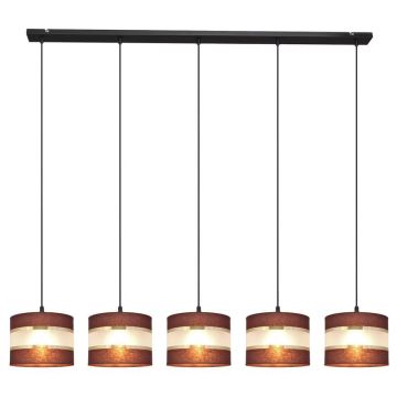 Suspension filaire HELEN 5xE27/60W/230V marron/noir/doré