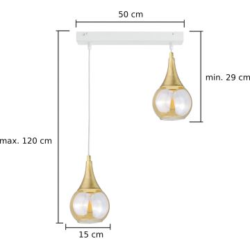 Suspension filaire LACRIMA WHITE 2xE27/60W/230V