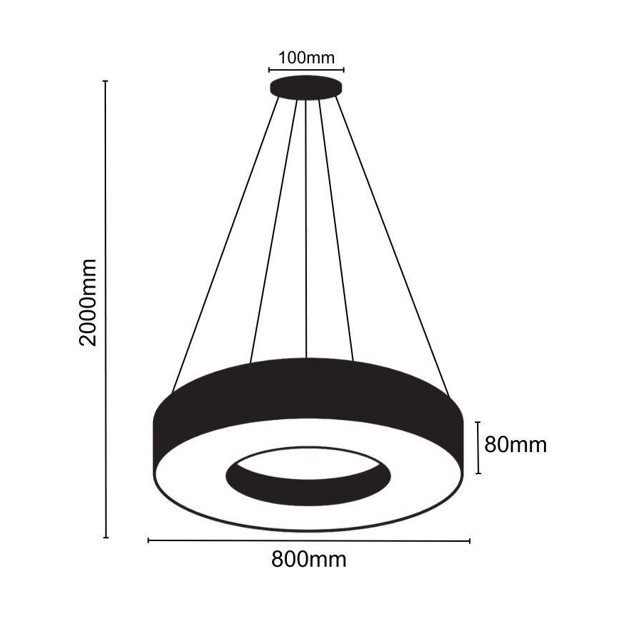 Suspension filaire LED/40W/230V 4000K d. 80 cm