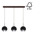 Suspension filaire LED BALL WOOD 3xGU10/5W/230V hêtre - certifié FSC