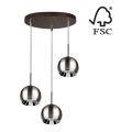 Suspension filaire LED BALL WOOD 3xGU10/5W/230V hêtre - certifié FSC