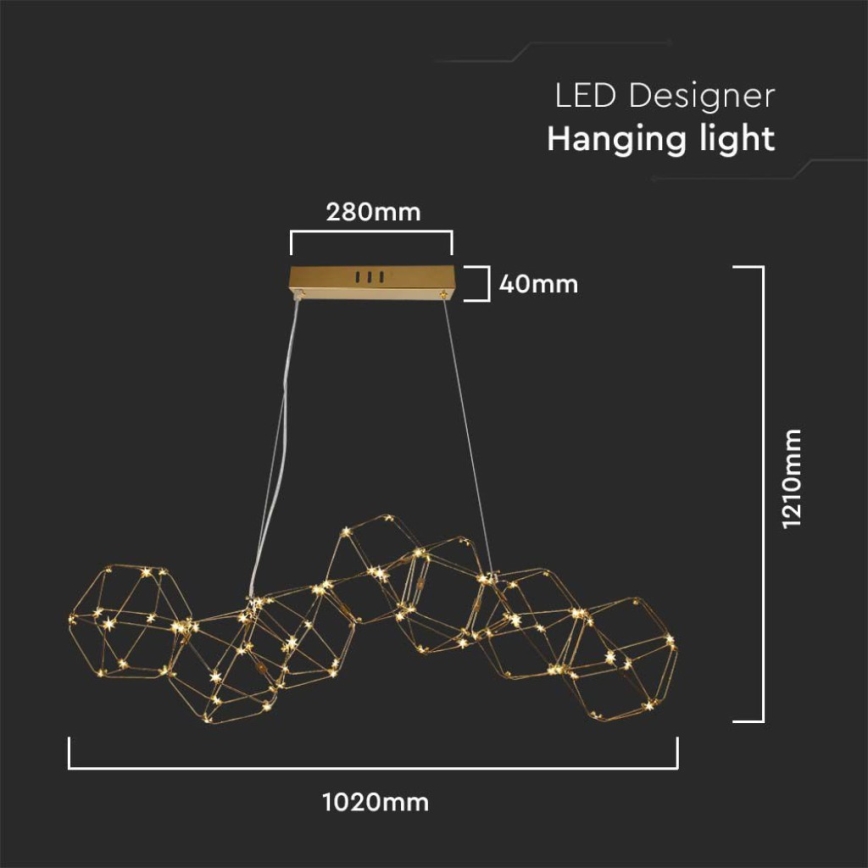 Suspension filaire LED LED/28W/230V 3000K doré