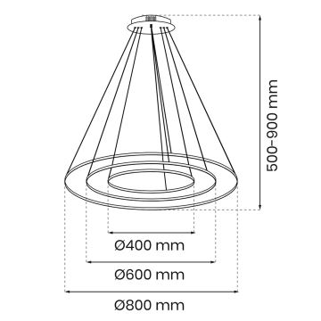 Suspension filaire LED ROTONDA LED/93W/230V doré