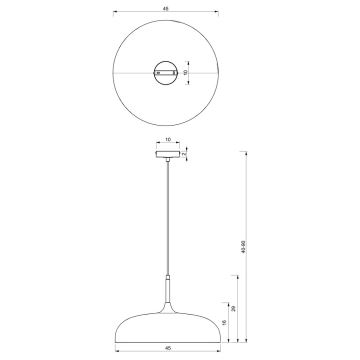 Suspension filaire LINCOLN 1xE27/60W/230V d. 45 cm noir