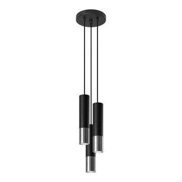 Suspension filaire LOOPEZ 3xGU10/40W/230V ronde noire/chrome