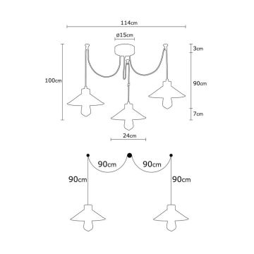 Suspension filaire MANAVGAT 3xE27/40W/230V