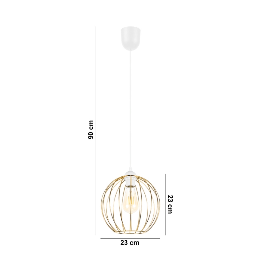 Suspension filaire MATT 1xE27/60W/230V blanc/doré