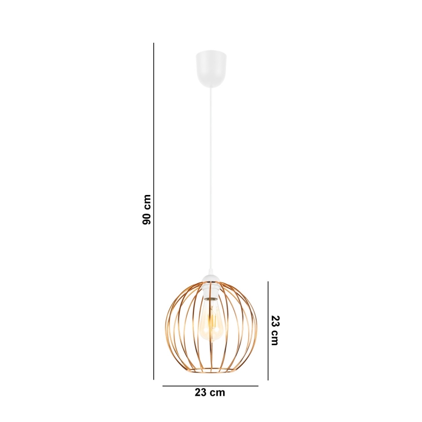 Suspension filaire MATT 1xE27/60W/230V blanche/cuivrée