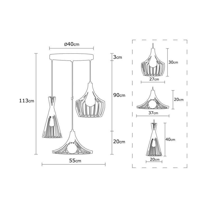 Suspension filaire MEZOPOTAMYA 3xE27/40W/230V