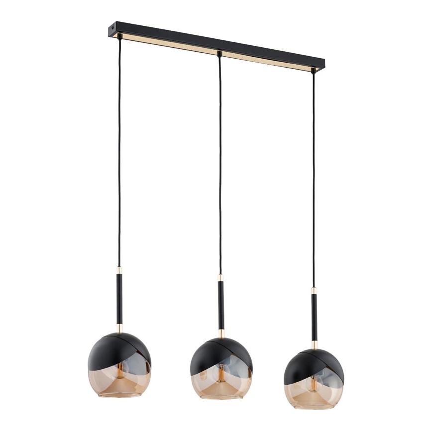 Suspension filaire MILTONA 3xE27/60W/230V noir/beige