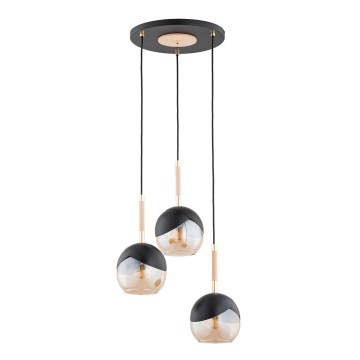 Suspension filaire MILTONA 3xE27/60W/230V noir/beige