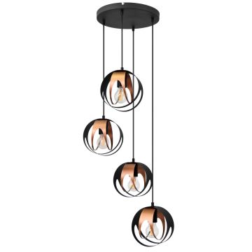 Suspension filaire MOONLIGHT 4xE27/60W/230V noir/cuivre