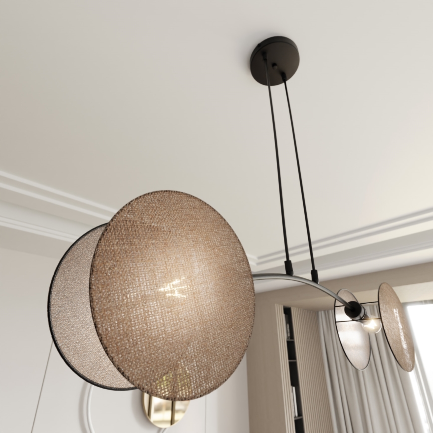 Suspension filaire MOTIF 2xE27/15W/230V beige