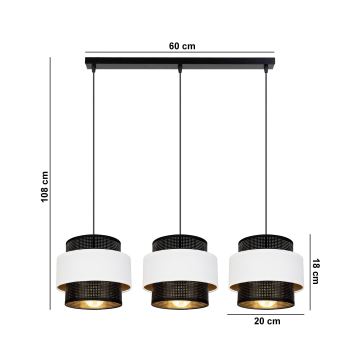 Suspension filaire NESS 3xE27/60W/230V noire/blanche