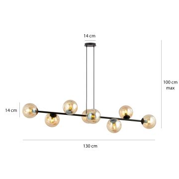 Suspension filaire ROSSI 8xE14/10W/230V noir/beige