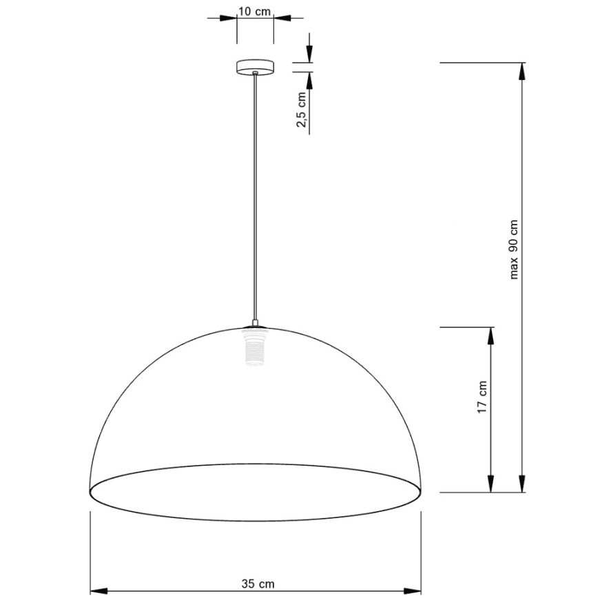 Suspension filaire SFERA 1xE27/60W/230V diam. 35 cm blanc/doré