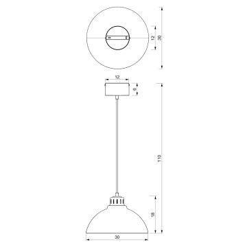 Suspension filaire SINGLE 1xE27/60W/230V diamètre 30 cm noire/blanche