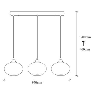 Suspension filaire SMOKED 3xE27/40W/230V