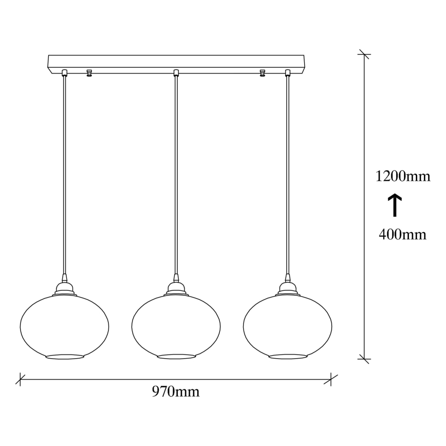 Suspension filaire SMOKED 3xE27/40W/230V