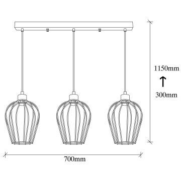 Suspension filaire TEL 3xE27/100W/230V