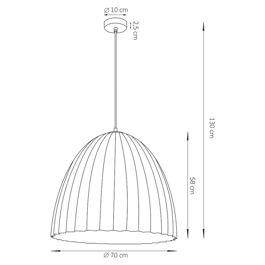 Suspension filaire TELMA 1xE27/60W/230V d. 70 cm marron/doré