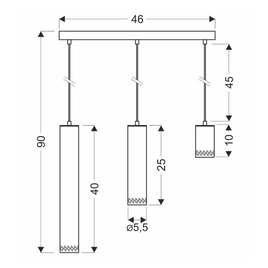 Suspension filaire TUBO 3xGU10/25W/230V bois