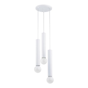 Suspension filaire TWISTER 3xE27/60W/230V diam. 28 cm blanc