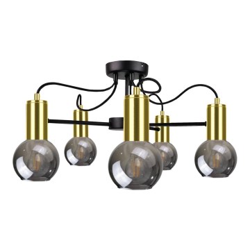 Suspension LIVA 5xE27/60W/230V noir/or