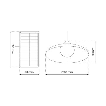 Suspension solaire à intensité variable avec détecteur de crépuscule LED/6W/3,7V 800 mAh IP44 + télécommande