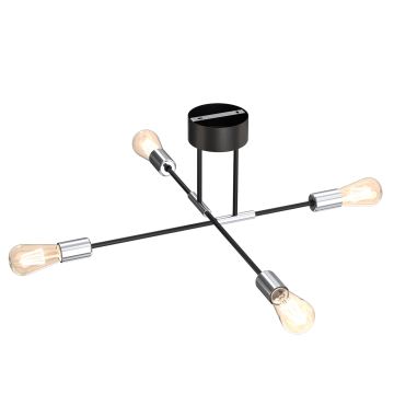 Suspension sutr barre FLAME 4xE27/60W/230V noire/chrome brillant