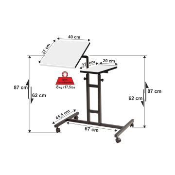 Table ajustable GLEN 87x60xm blanc/noir