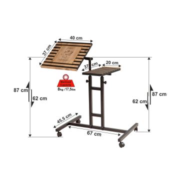 Table ajustable GLEN 87x67 cm noire/marron