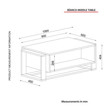 Table basse BIANCO 40,4x106,4 cm noire / dorée