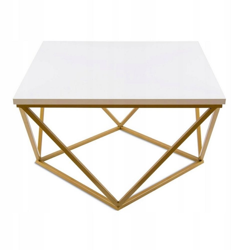 Table basse CURVED 62x62 cm dorée / blanche