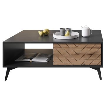 Table basse DIAMANT 40x104 cm noir/chêne evoke