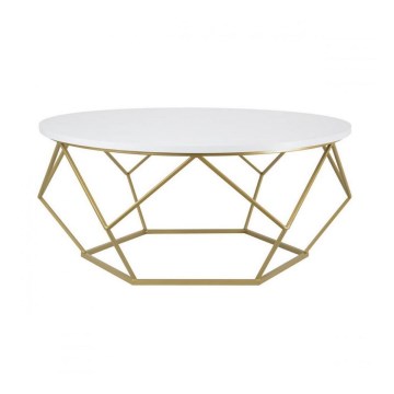 Table basse DIAMOND 41,5x90 cm dorée / blanche