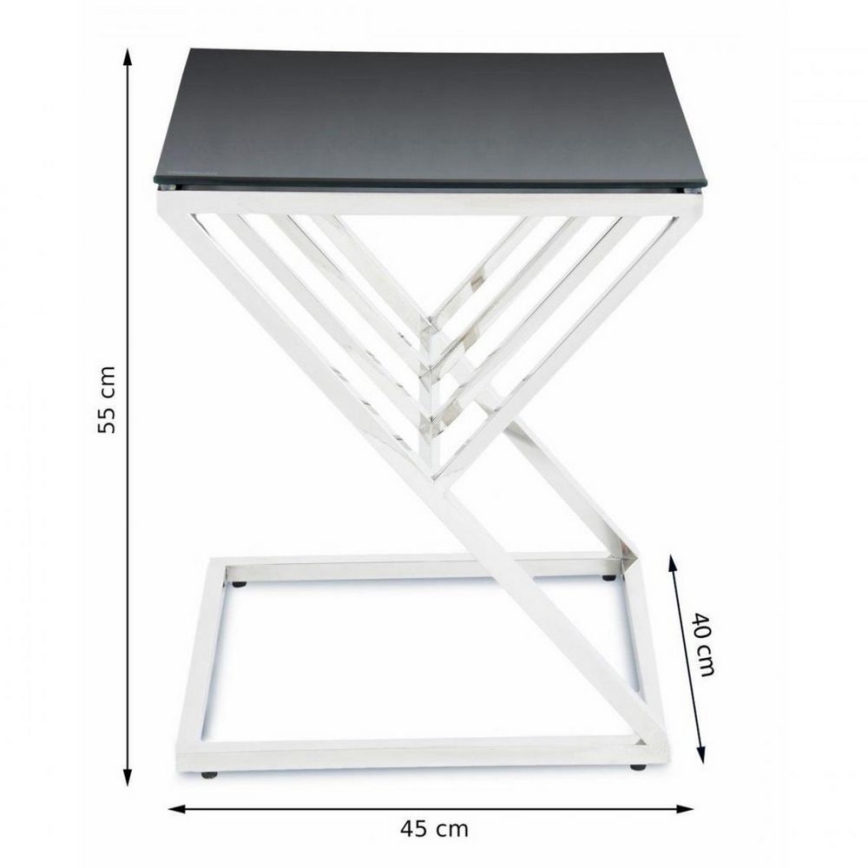 Table basse OBLIC 40x45 cm chromée/noire