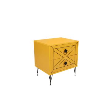 Table de chevet LUNA 55x50 cm jaune