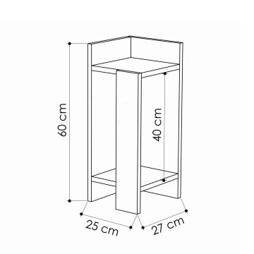 Table de nuit ELOS 60x25 cm marron/anthracite