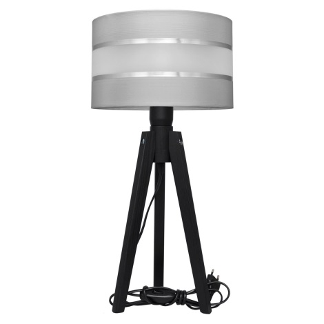 Tafellamp HELEN 1xE27/60W/230V grijs/chroom/grenen